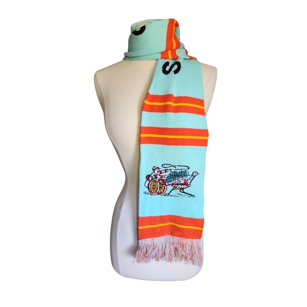 Shanky's Whip Irish Whiskey Scarf Unisex Aqua Blue Novelty Jockey Ostrich 56 X 7